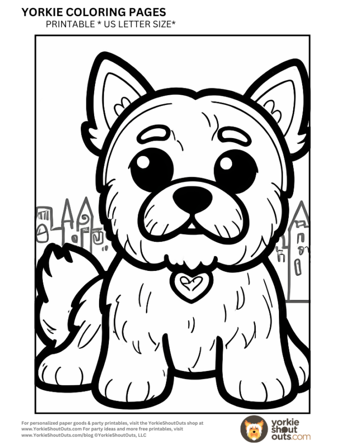 Yorkie ShoutOuts | Cute Yorkie Terrier Coloring Page – Free Download