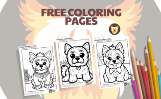 Free Yorkie coloring pages banner