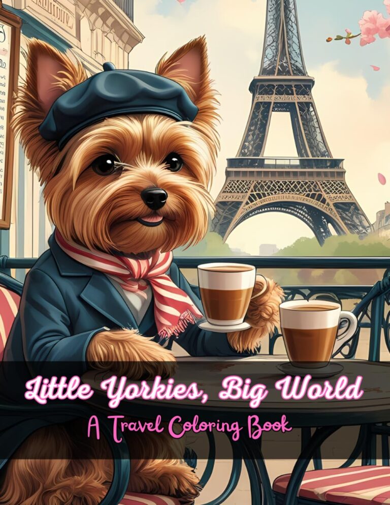 Little Yorkies, Big World coloring book cover