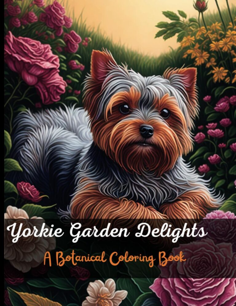 Yorkie Garden Delights coloring book cover
