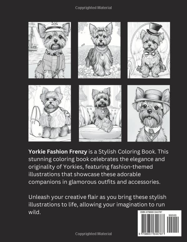 Yorkie Fashion Frenzy coloring book back cover