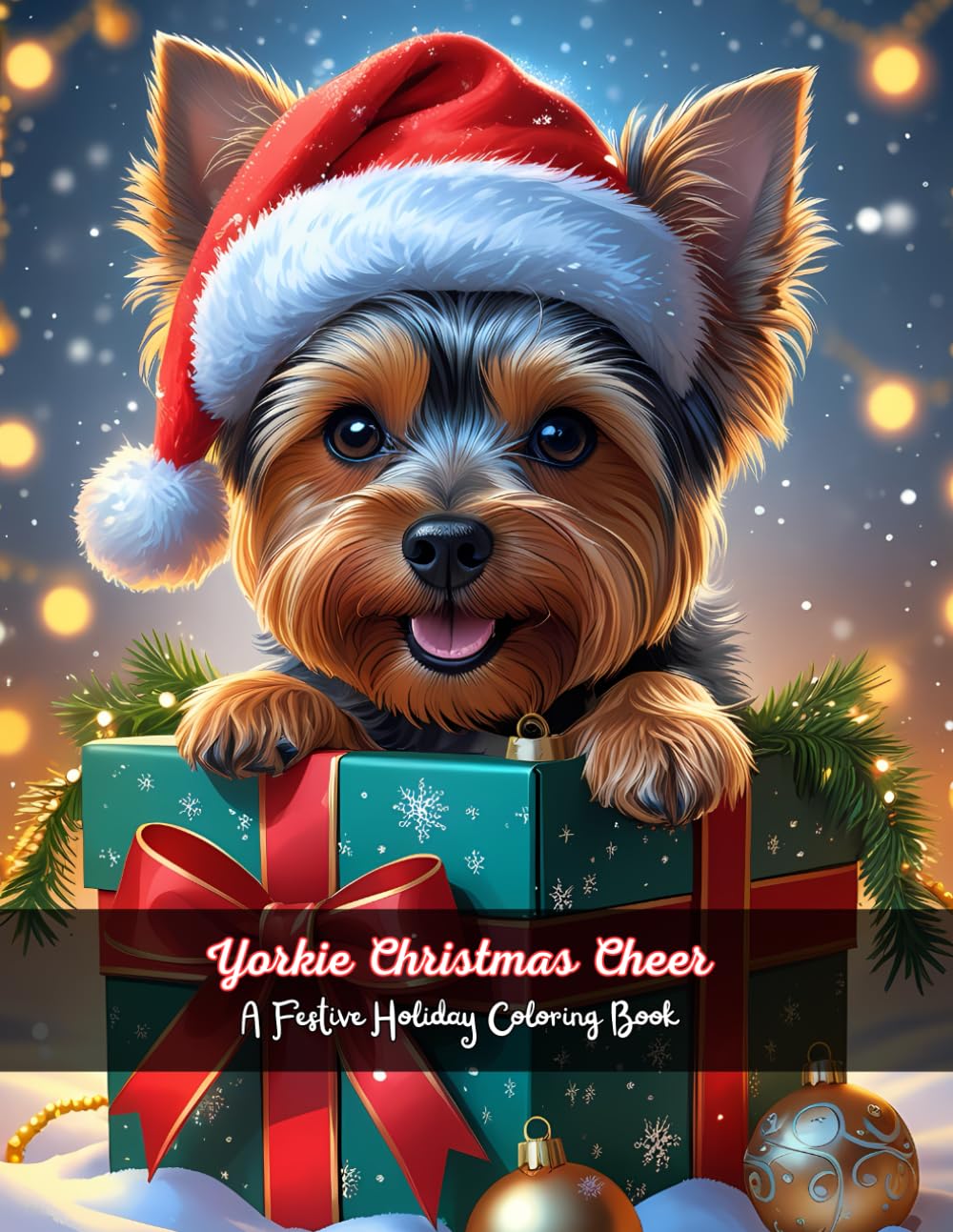 Yorkie Christmas Cheer: A Festive Holiday Coloring Book cover